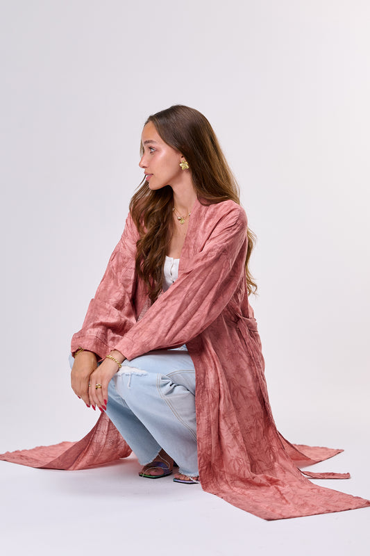 Flowy Crinkled Kimono with textured Pattern & Washed Finish