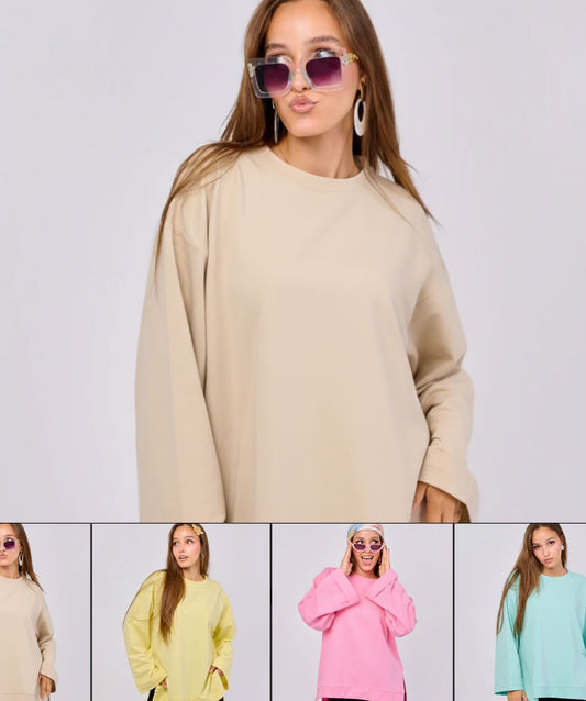 SUMMER BLANK || Summer Premium Cotton Oversize Tshirt with Side Slits & Wide Bell sleeves