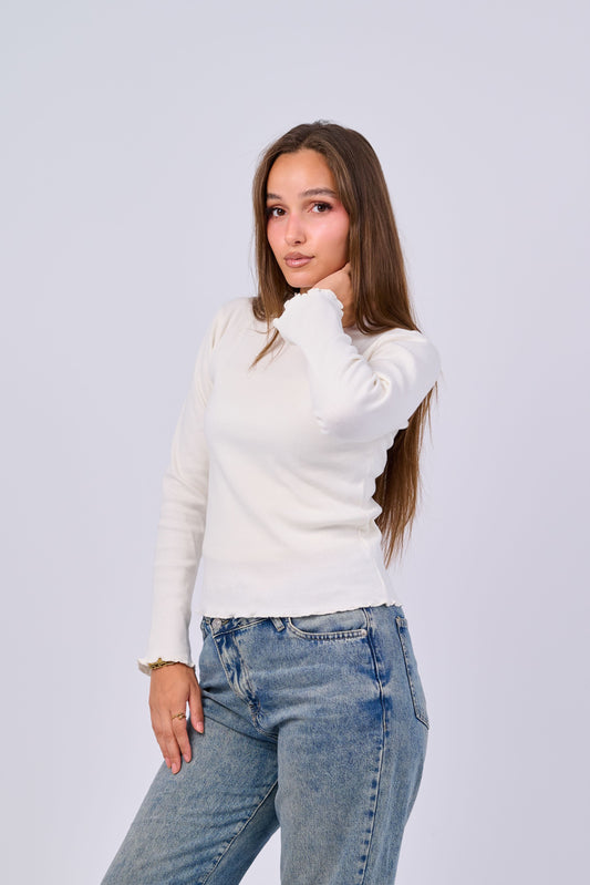 100% Cotton Ribbed Top – Fully Opaque