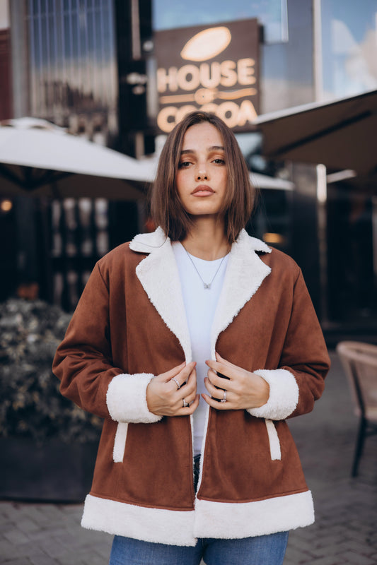 Suede Fur Lined Jacket "brown"