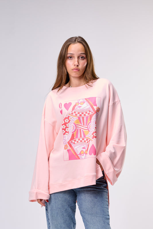 Lucky girl – Oversized Printed Cotton T-shirt | 100% Comfy Fabric – Long Back with Side Slits
