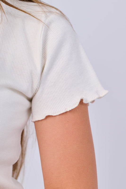 100% Cotton Ribbed Half-Sleeve Top – Fully Opaque