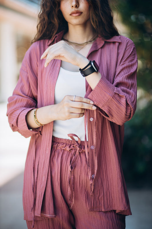 Ribbed Linen suit in "dusty pink"