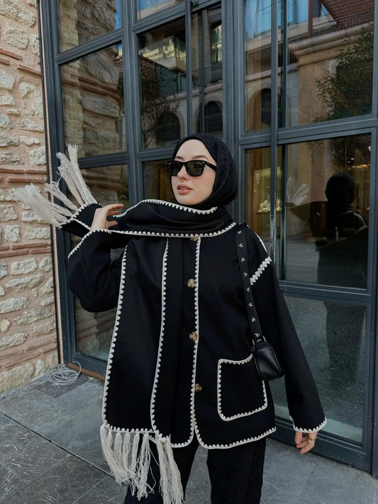 Wool Blend Scarf Jacket