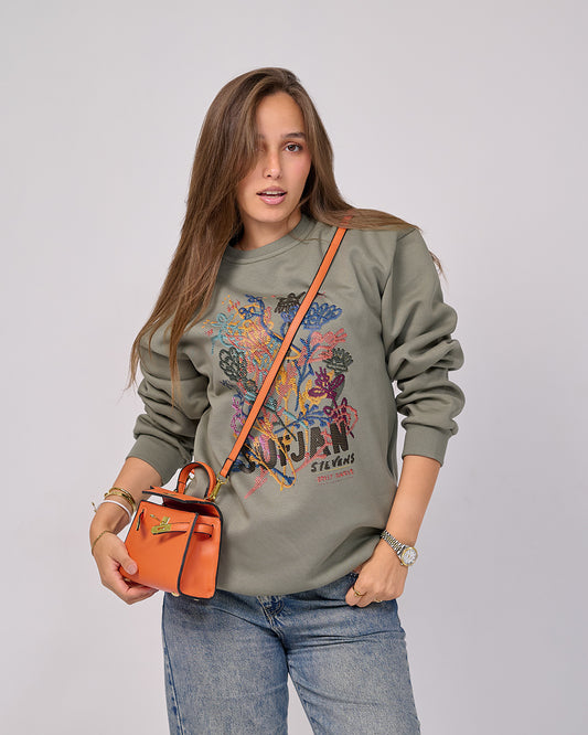 Artful Embroidered Graphic Sweatshirt