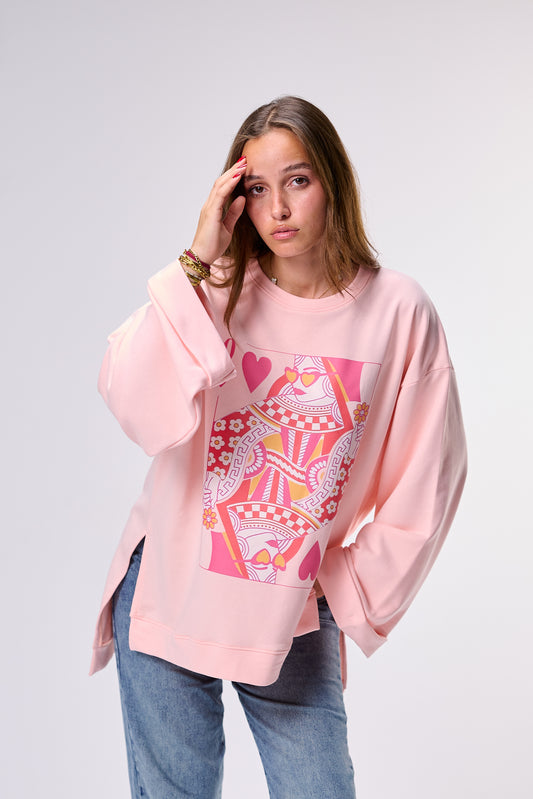 Lucky girl – Oversized Printed Cotton T-shirt | 100% Comfy Fabric – Long Back with Side Slits