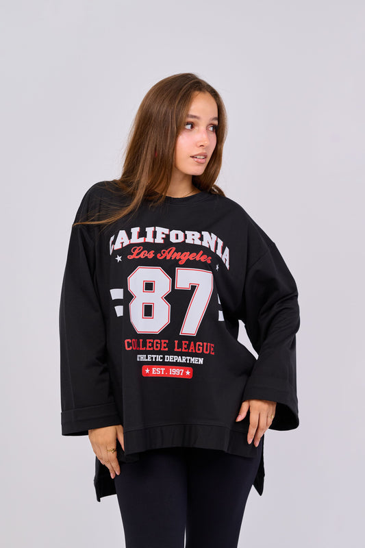 California - Oversized Printed Cotton T-shirt | 100% Comfy Fabric – Long Back with Side Slits