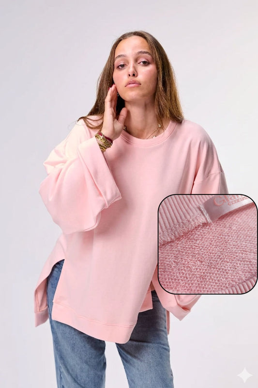 SUMMER BLANK "FRENCH TERRY" || Summer Premium Cotton Oversize Tshirt with Side Slits & Wide Bell sleeves