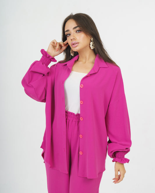 Crinkle Linen Set in "pink"