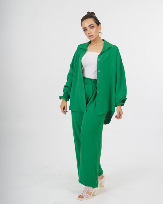 Crinkle Linen Set in "green"