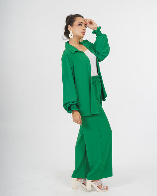 Crinkle Linen Set in "green"