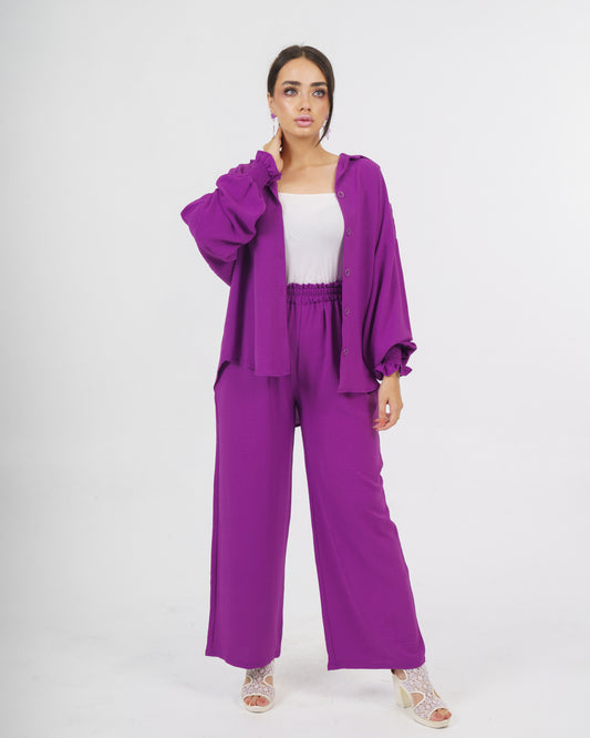 Crinkle Linen Set in "violet"