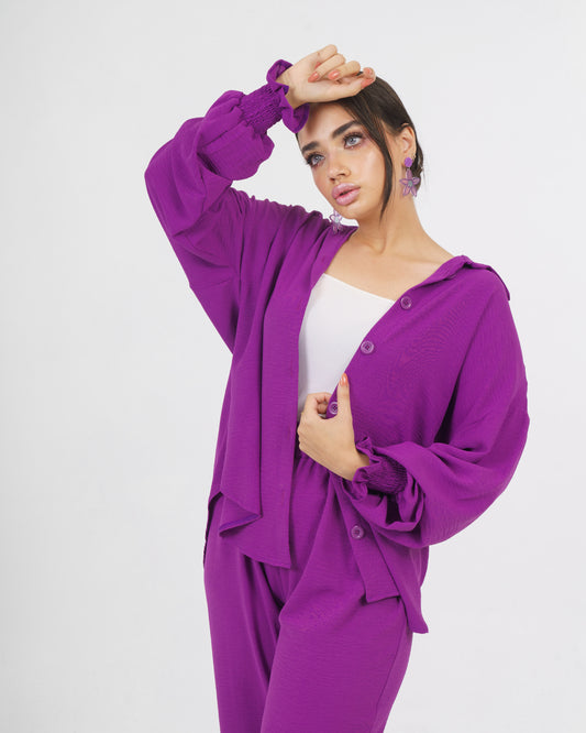 Crinkle Linen Set in "violet"