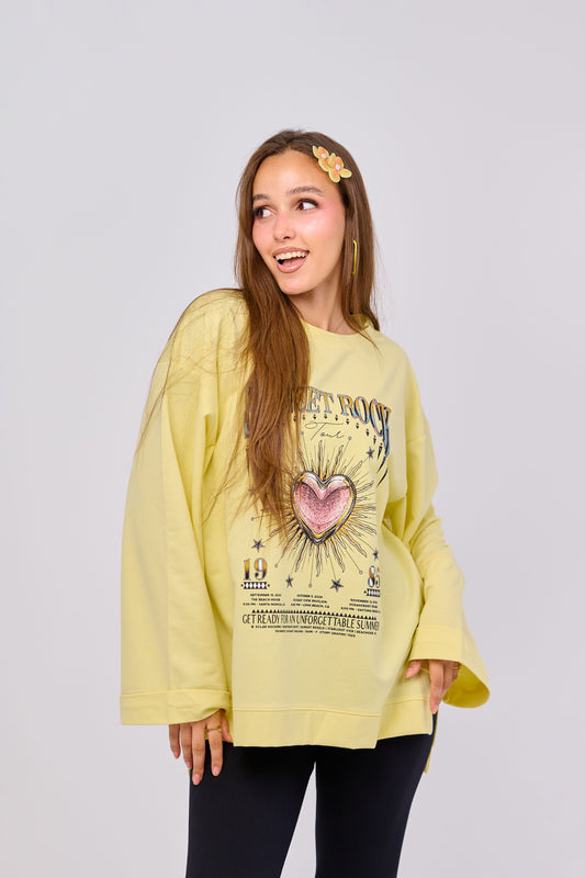 Sunset rock – Oversized Printed Cotton T-shirt | 100% Comfy Fabric – Long Back with Side Slits