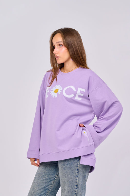 Peace – Oversized Printed Cotton T-shirt | 100% Comfy Fabric – Long Back with Side Slits