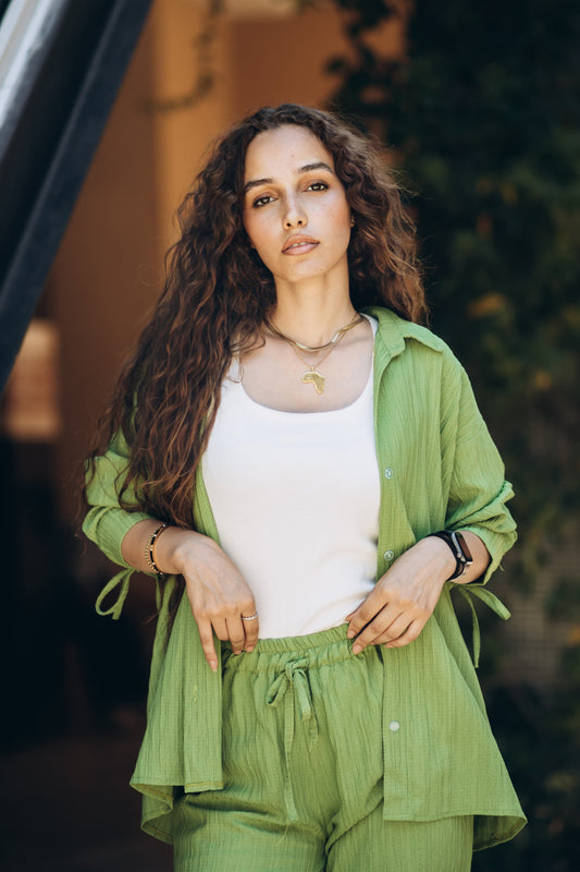 Ribbed Linen suit in "pistachio"