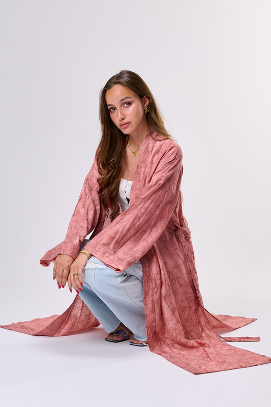 Flowy Crinkled Kimono with textured Pattern & Washed Finish