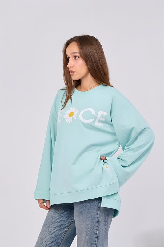PEACE MINT || Summer Premium Cotton Oversize Tshirt with Side Slits & Wide Bell Sleeves