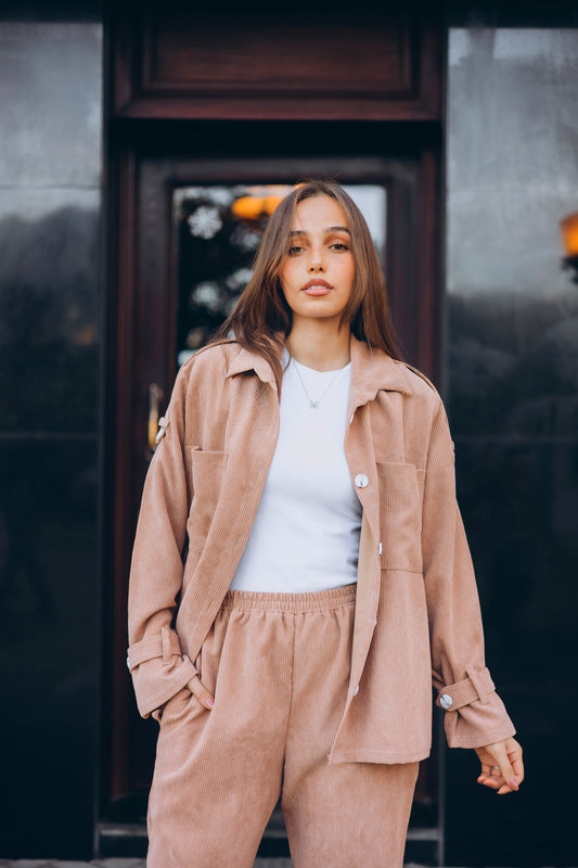 Ribbed Velvet Set "beige"