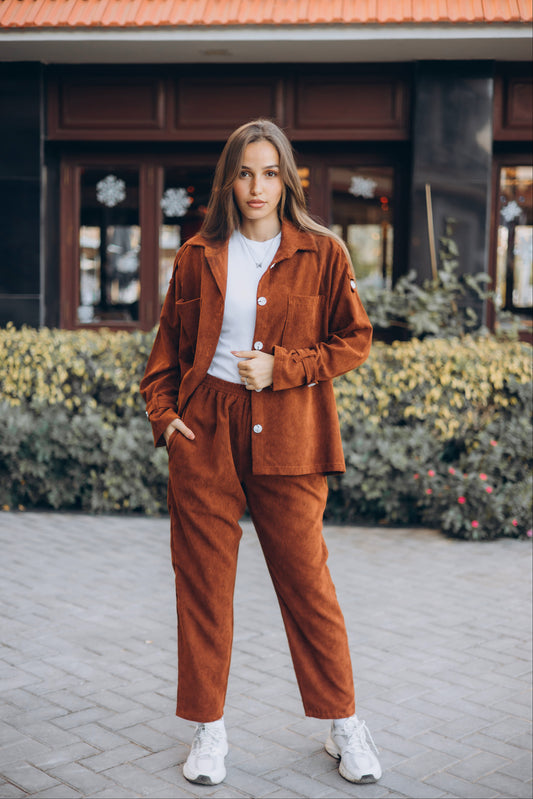 Ribbed Velvet Set "brown"