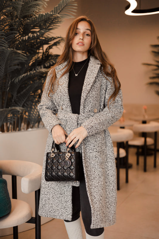 CLOUD HUG || Cozy gray Fluffy winter long coat
