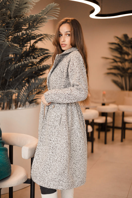 Fluffy winter long coat "gray"