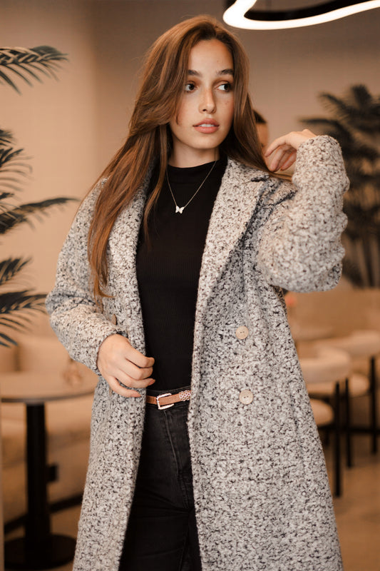 CLOUD HUG || Cozy gray Fluffy winter long coat