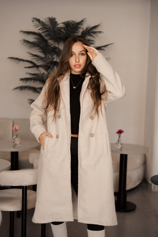 Fluffy winter long coat "beige"