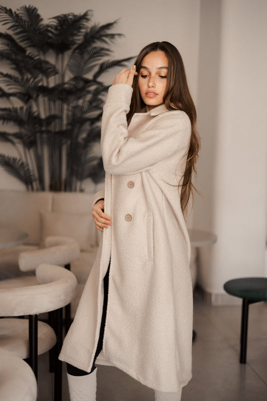 Fluffy winter long coat "beige"