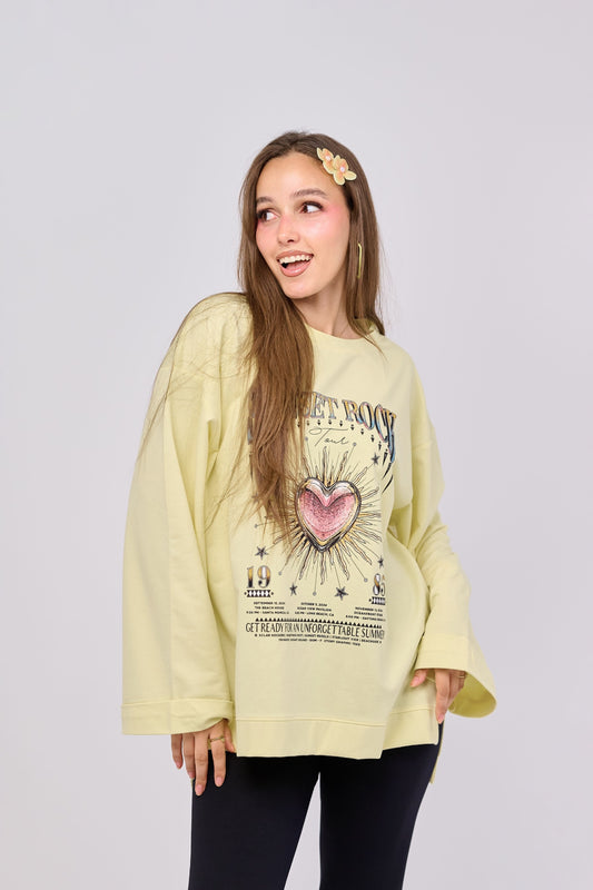 SUNSET ROCK || Summer Premium Cotton Oversize Tshirt with Side Slits & Wide Bell Sleeves