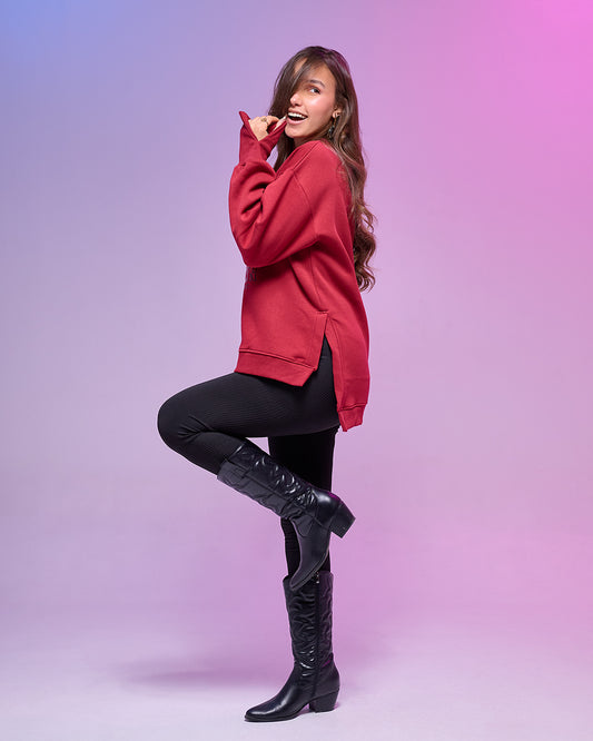 BROOKLYN || Oversize winter Sweatshirt heavyweight premium cotton with Side Slits & Split Cuff Rib Knit