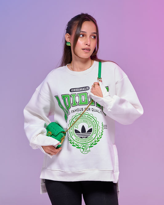 RETRO SPORTS || Oversize winter Sweatshirt heavyweight premium cotton with Side Slits & Split Cuff Rib Knit