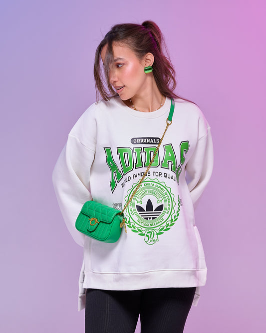 RETRO SPORTS || Oversize winter Sweatshirt heavyweight premium cotton with Side Slits & Split Cuff Rib Knit