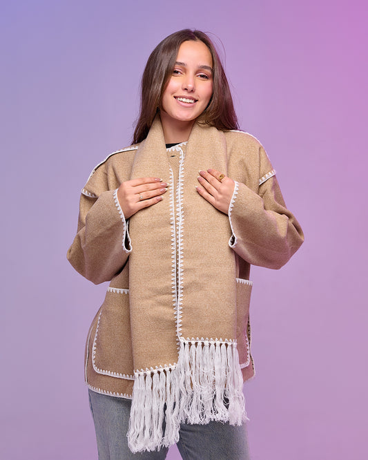 ROYAL WOOL || Blend Scarf Jacket