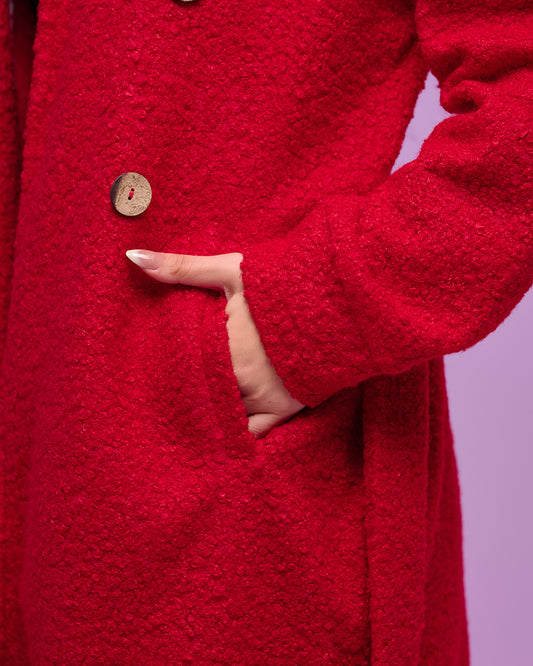 CLOUD HUG || Cozy Red Fluffy winter long coat