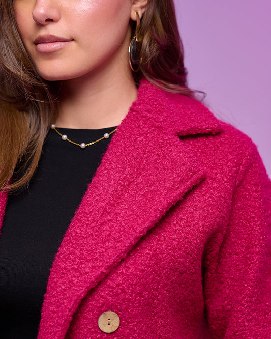 CLOUD HUG || Cozy deep pink Fluffy winter long coat