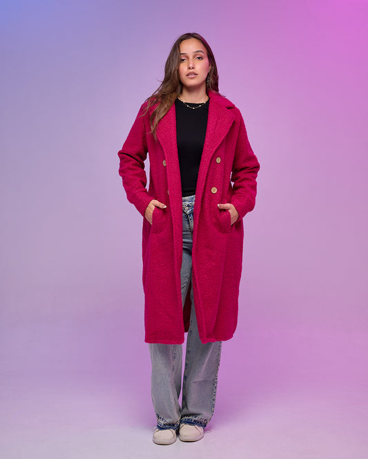 CLOUD HUG || Cozy deep pink Fluffy winter long coat