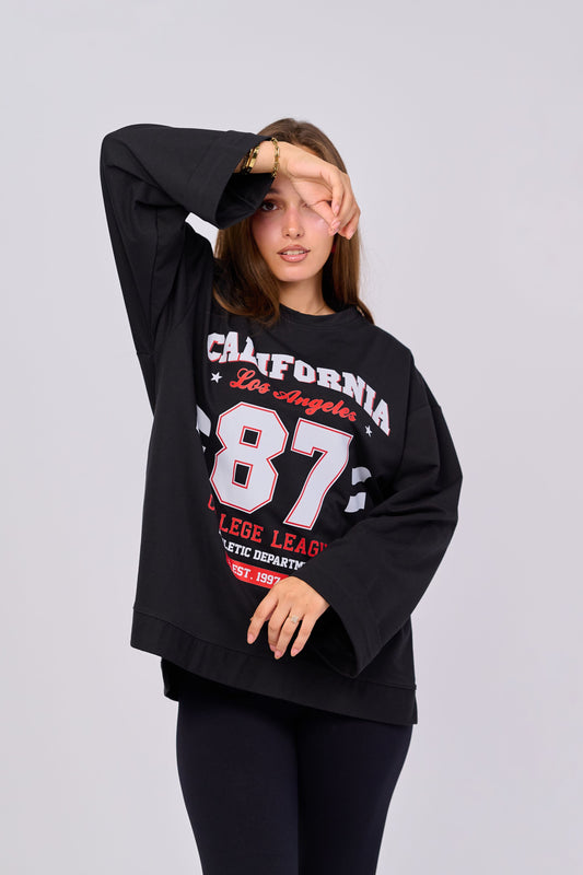 California - Oversized Printed Cotton T-shirt | 100% Comfy Fabric – Long Back with Side Slits