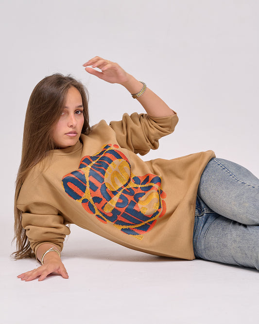 Retro Stitch Texture Oversized Sweatshirt