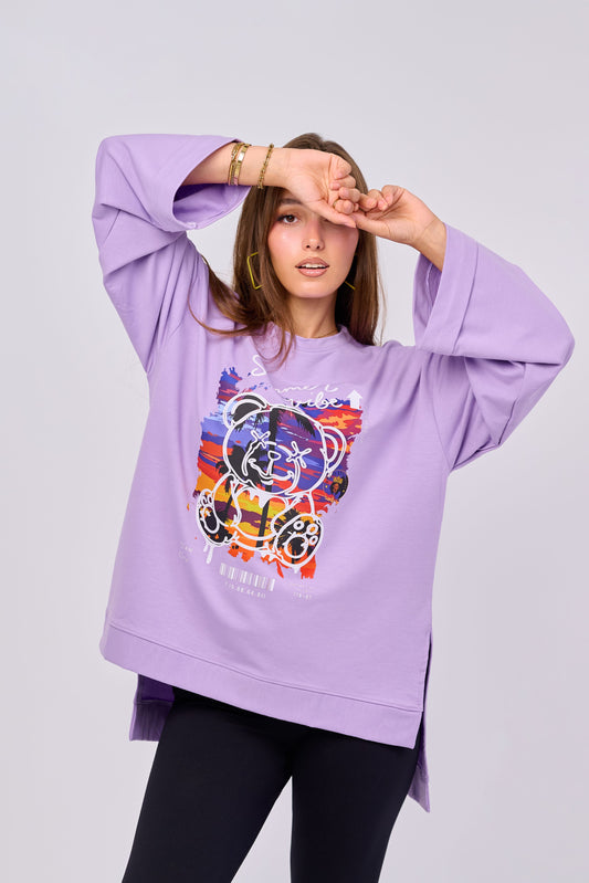 summer vibe – Oversized Printed Cotton T-shirt | 100% Comfy Fabric – Long Back with Side Slits