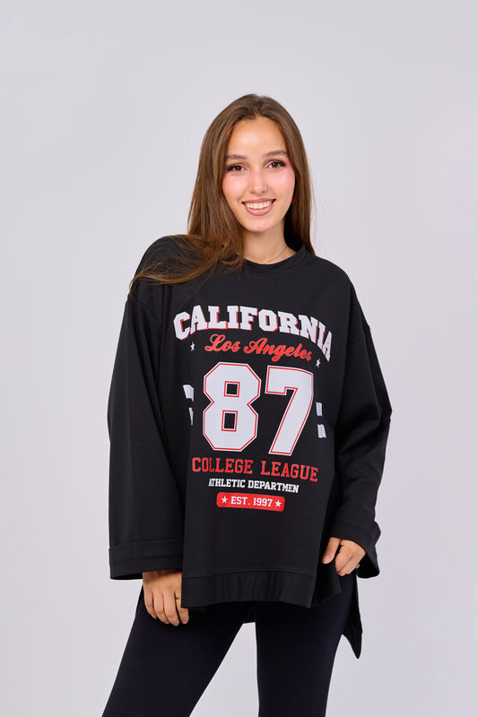 California - Oversized Printed Cotton T-shirt | 100% Comfy Fabric – Long Back with Side Slits