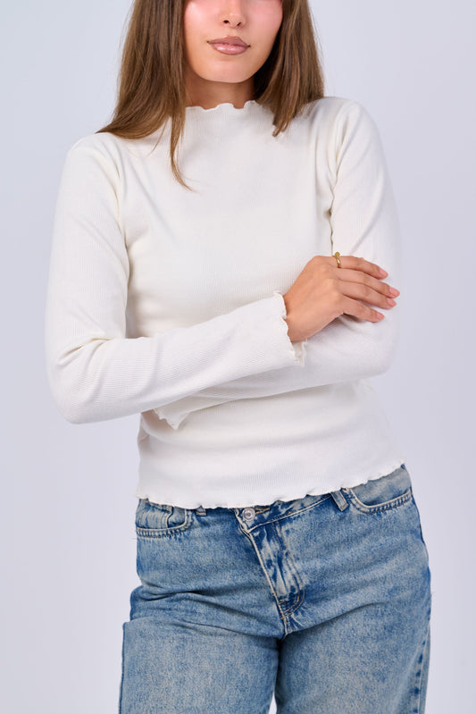 100% Cotton Ribbed Top – Fully Opaque