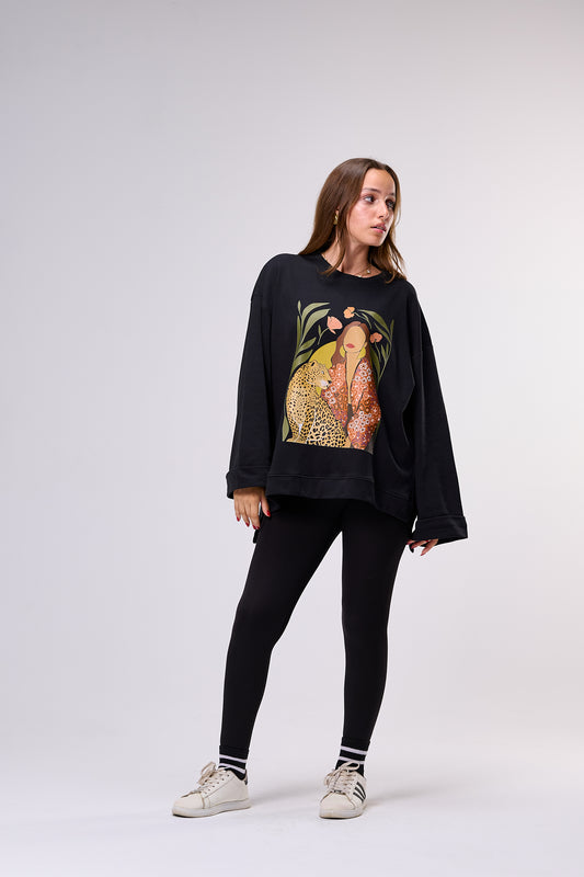 – Oversized Printed Cotton T-shirt | 100% Comfy Fabric – Long Back with Side Slits