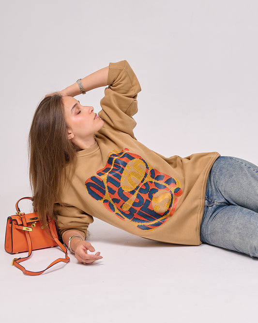 Retro Stitch Texture Oversized Sweatshirt