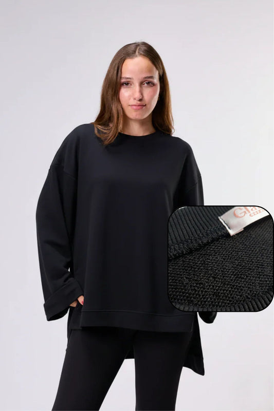 SUMMER BLANK "FRENCH TERRY" || Summer Premium Cotton Oversize Tshirt with Side Slits & Wide Bell sleeves