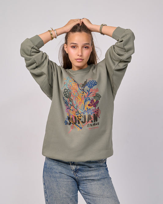 Artful Embroidered Graphic Sweatshirt