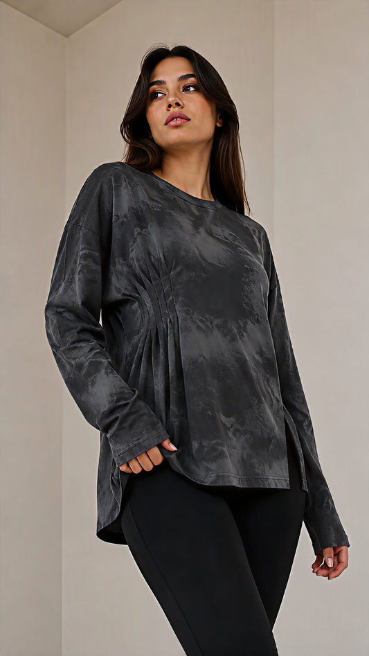DUSTY VIBES "BABY TERRY" ||  Smokie All Season Baby Touch Cotton Top with Side Pleats & Side Slit (Copy)