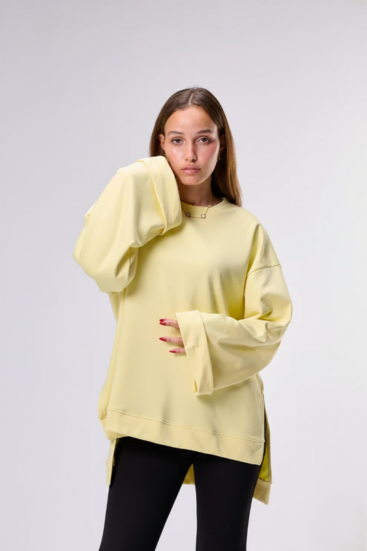 SUMMER BLANK "FRENCH TERRY" || Summer Premium Cotton Oversize Tshirt with Side Slits & Wide Bell sleeves