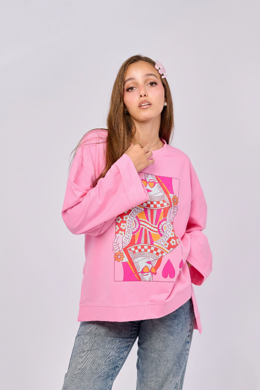 LUCKY GIRL || Summer Premium Cotton Oversize Tshirt with Side Slits & Wide Bell Sleeves