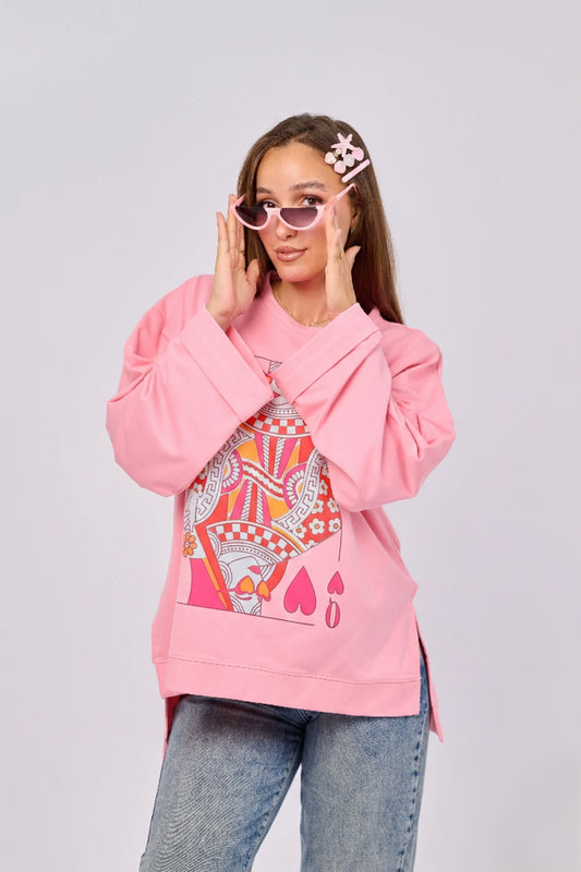 LUCKY GIRL || Summer Premium Cotton Oversize Tshirt with Side Slits & Wide Bell Sleeves